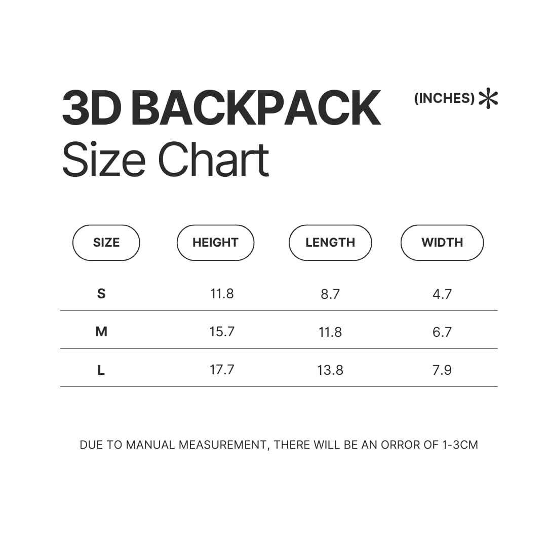 3D Backpack Size Chart - Dandadan Store