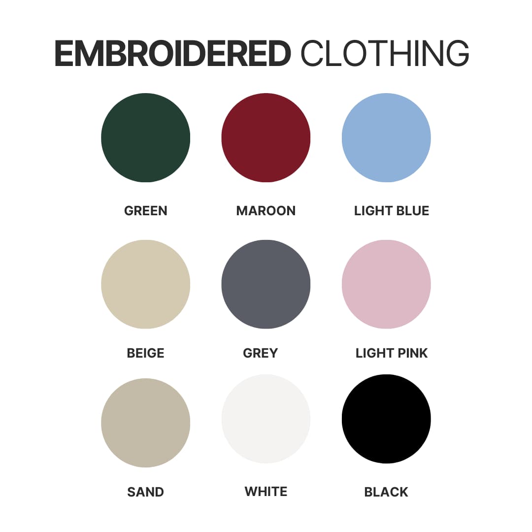 Embroidered clothing color chart - Dandadan Store