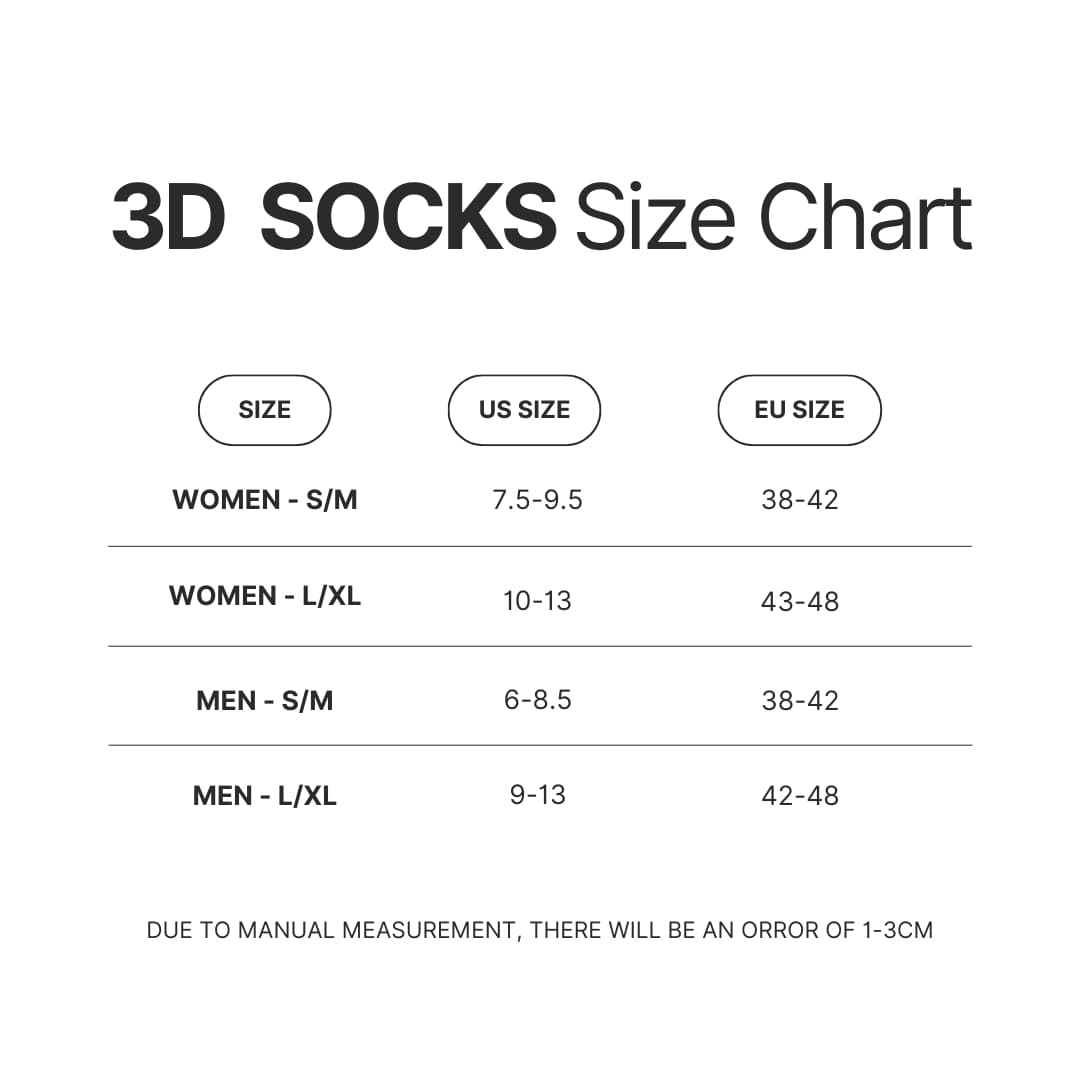 3D Socks Size Chart - Dandadan Store