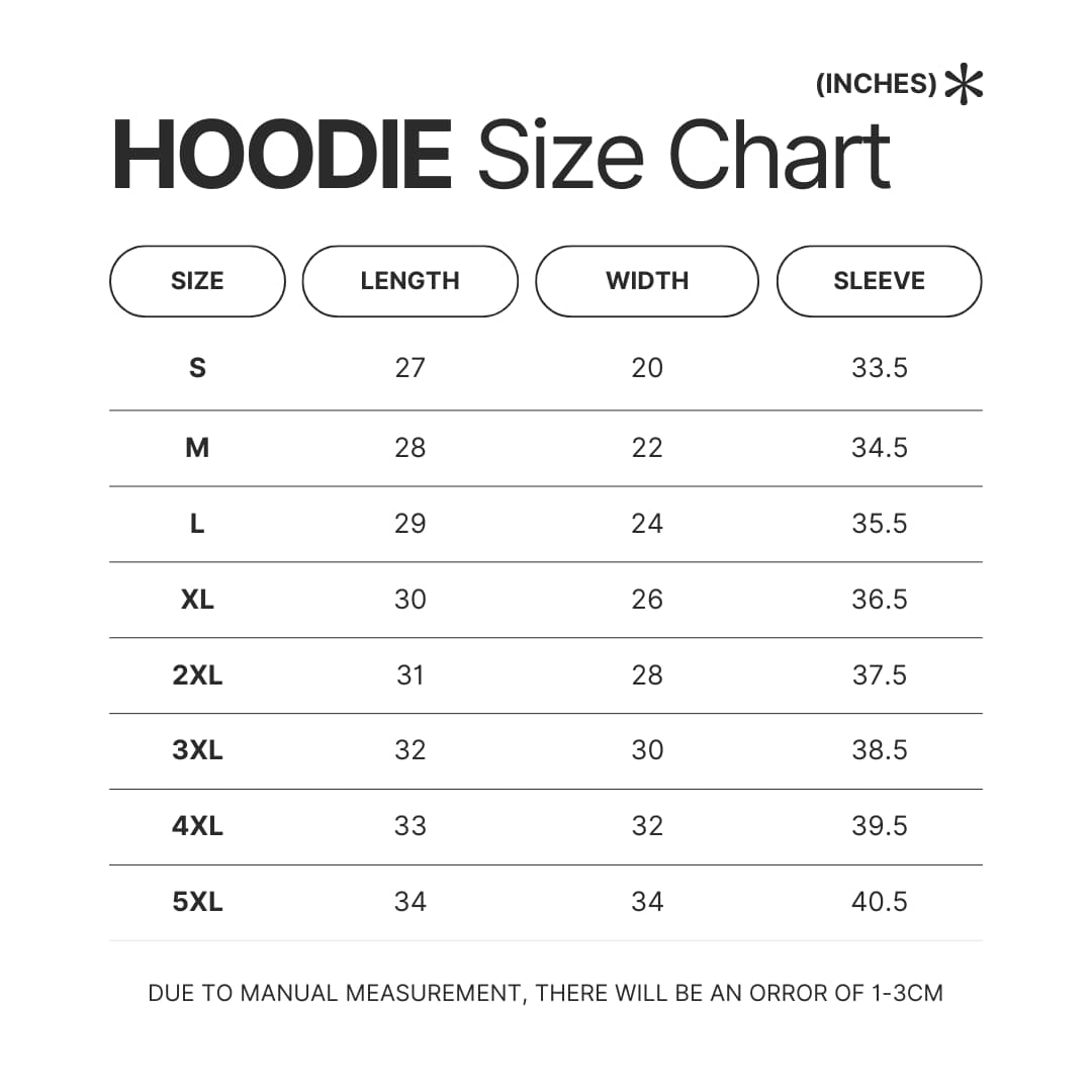 Hoodie Size Chart - Dandadan Store