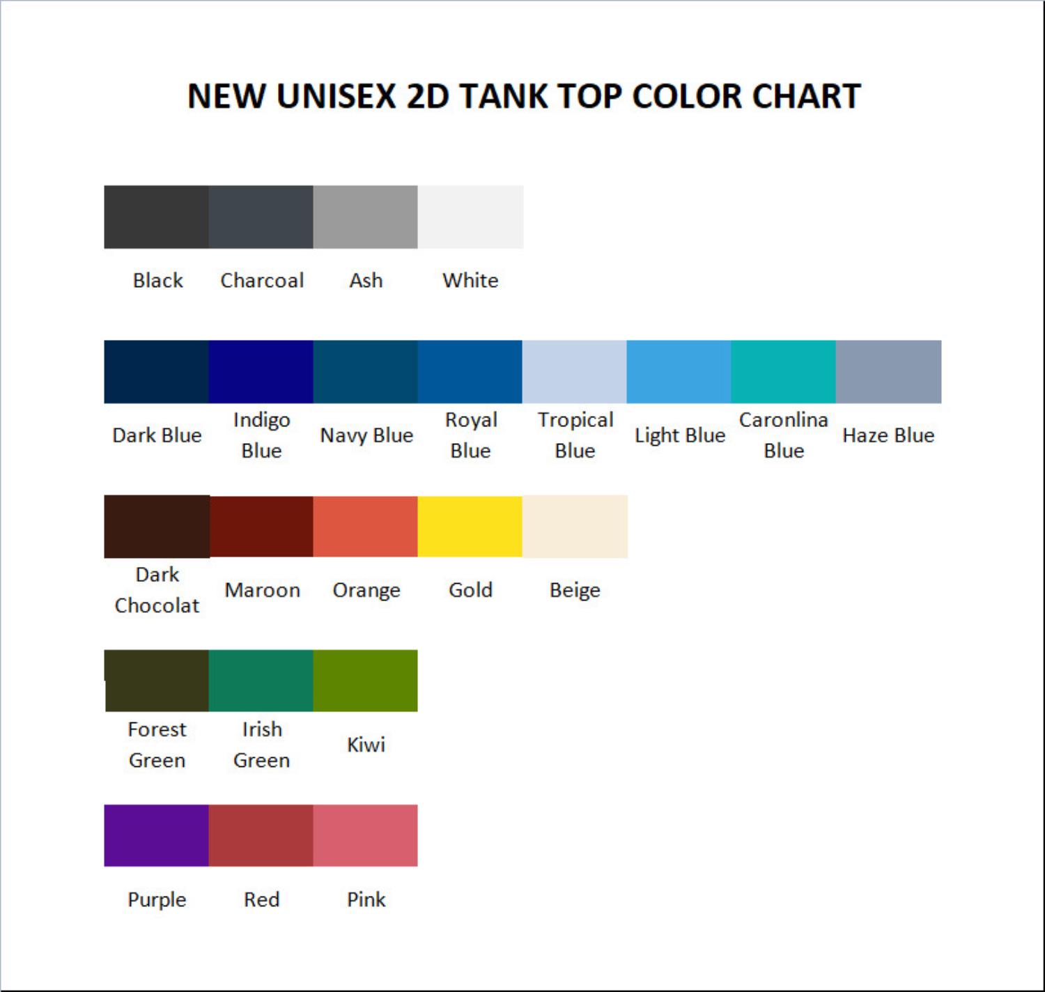 tank top color chart - Dandadan Store
